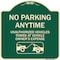 Signmission No Parking Anytime Unauthorized Vehicles Towed at Vehicle Owners Expense With Car, G-1818-23764 A-DES-G-1818-23764 - alternate 1